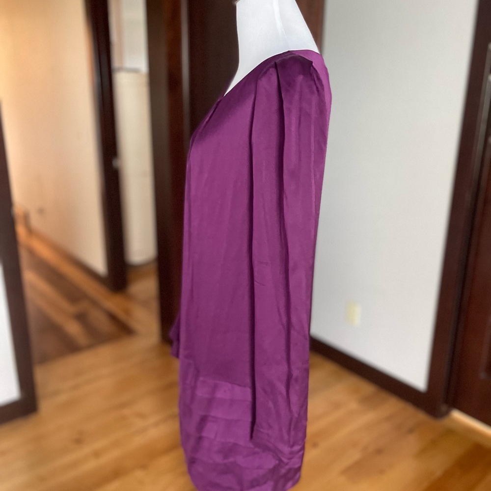 100% Silk Diane Von Furstenberg purple knee length ruffle dress sz 4 - Picture 3 of 8